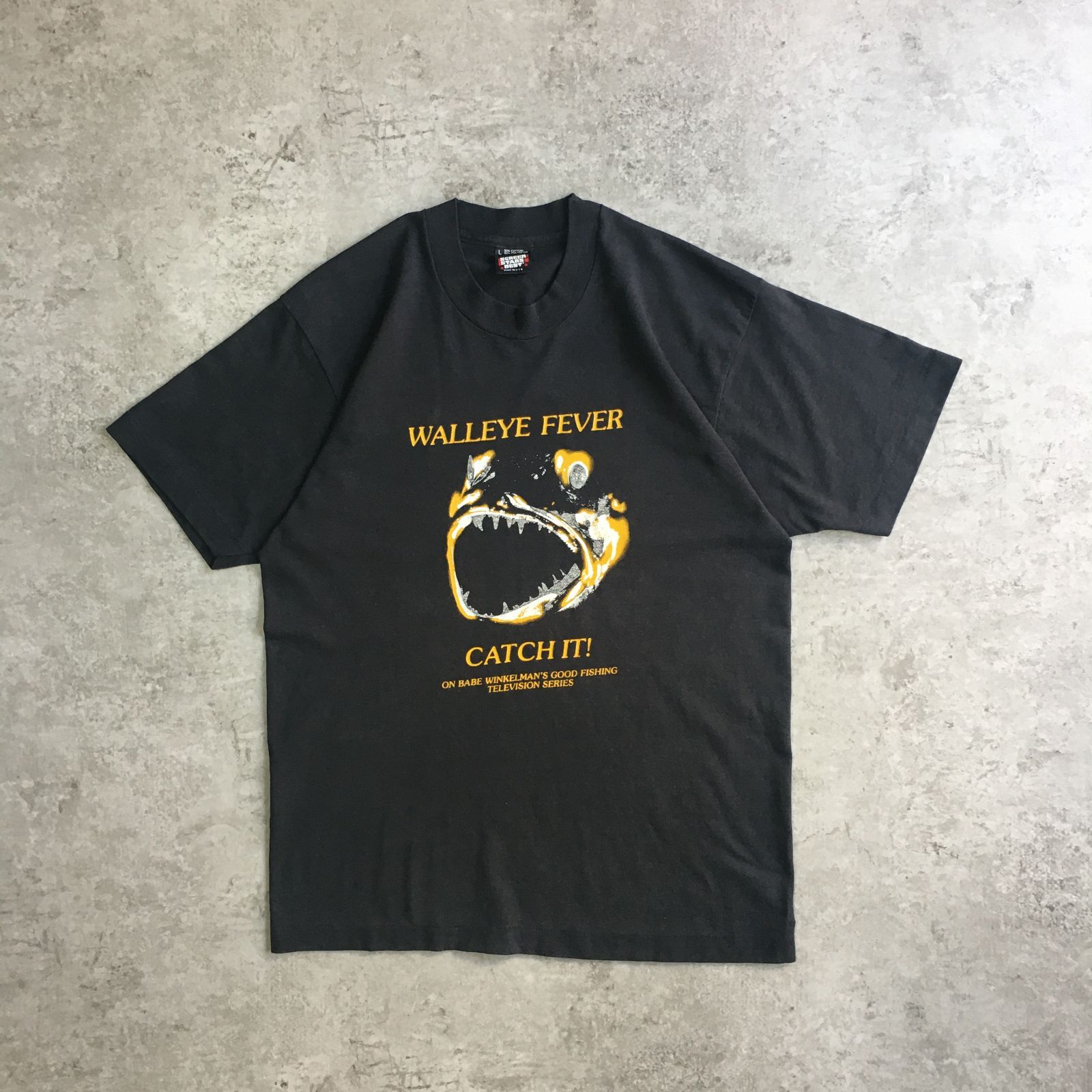 80s USA製 SCREEN STARS BEST ”BABE WINKELMAN Fishing TV Printed T 