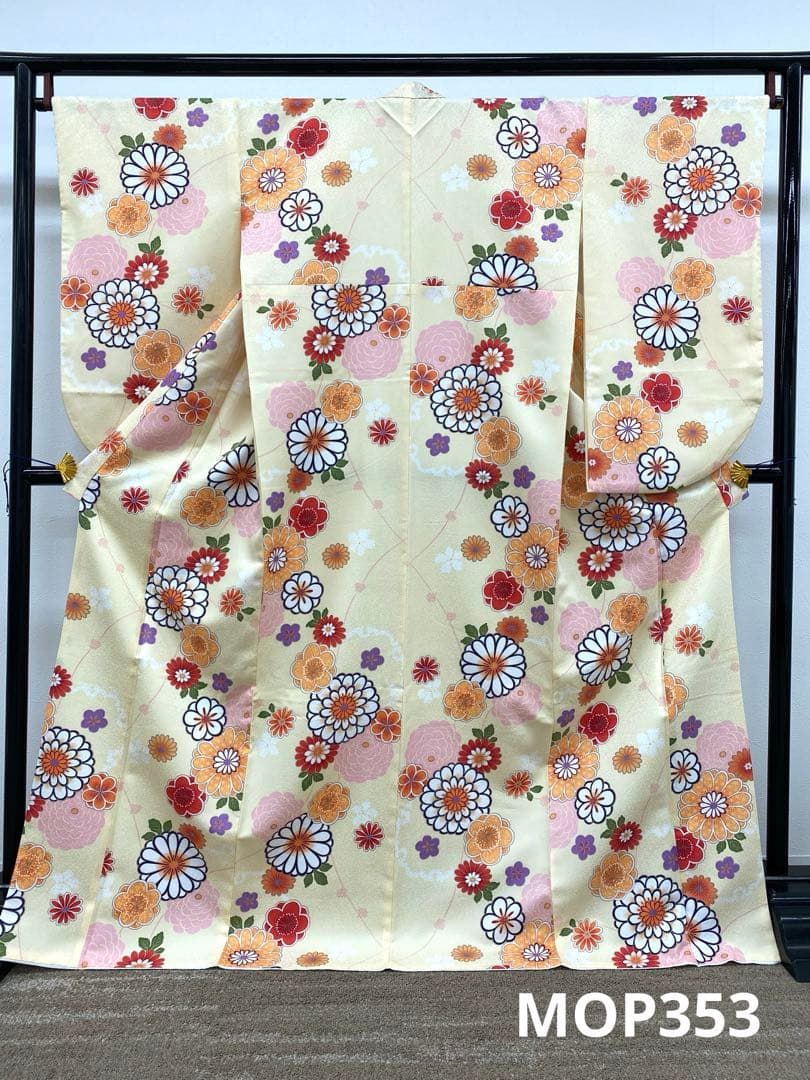 2尺袖 ポリエステル着物 紋意匠 花 袴向き