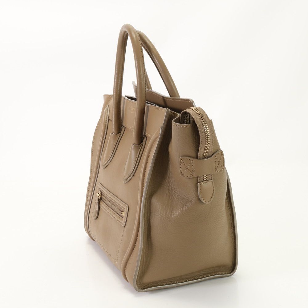 美品 セリーヌ ラゲージ ミニ ショッパー ベージュ レザー  