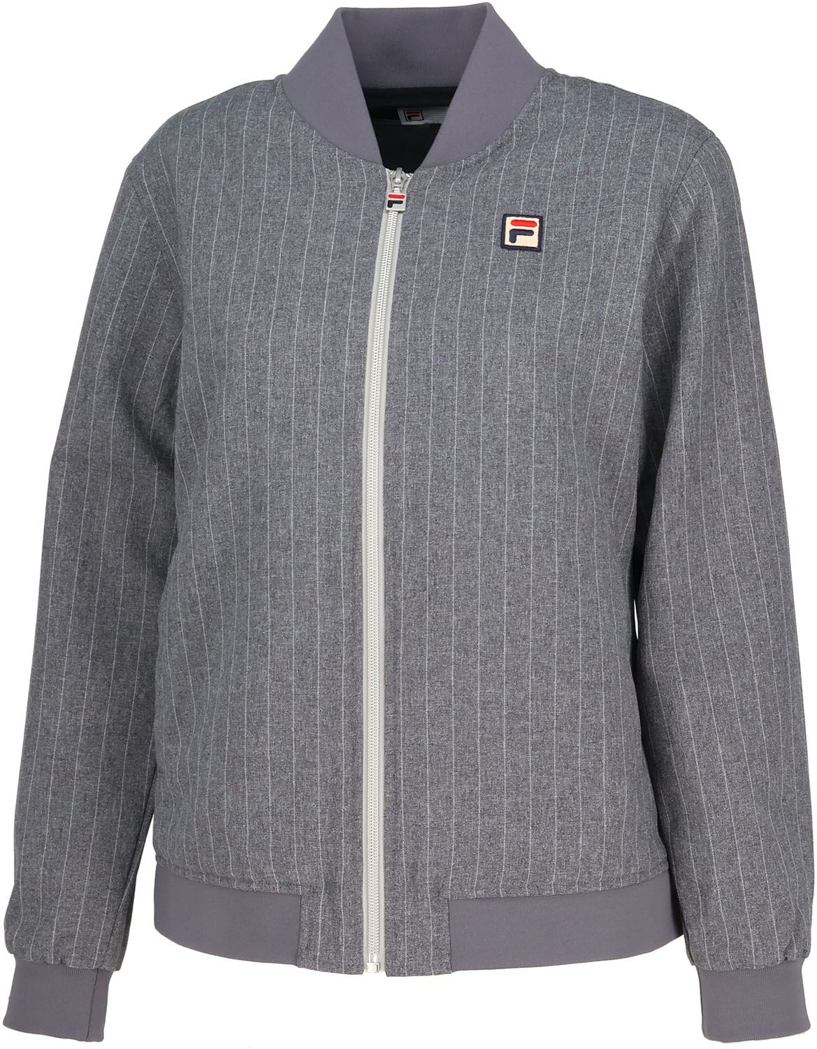 フィラ FILA テニス トラックジャケット レディース ウィメンズ 女性 大人 長袖 アウター 上着 ジャージ トップス ウェア ロゴ ワンポイント ピンストライプ シック 部活動 EL0245 04Z グレー