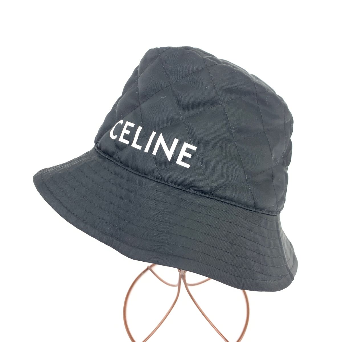 良好 CELINE セリーヌ S バケットハット ブラック キルティング