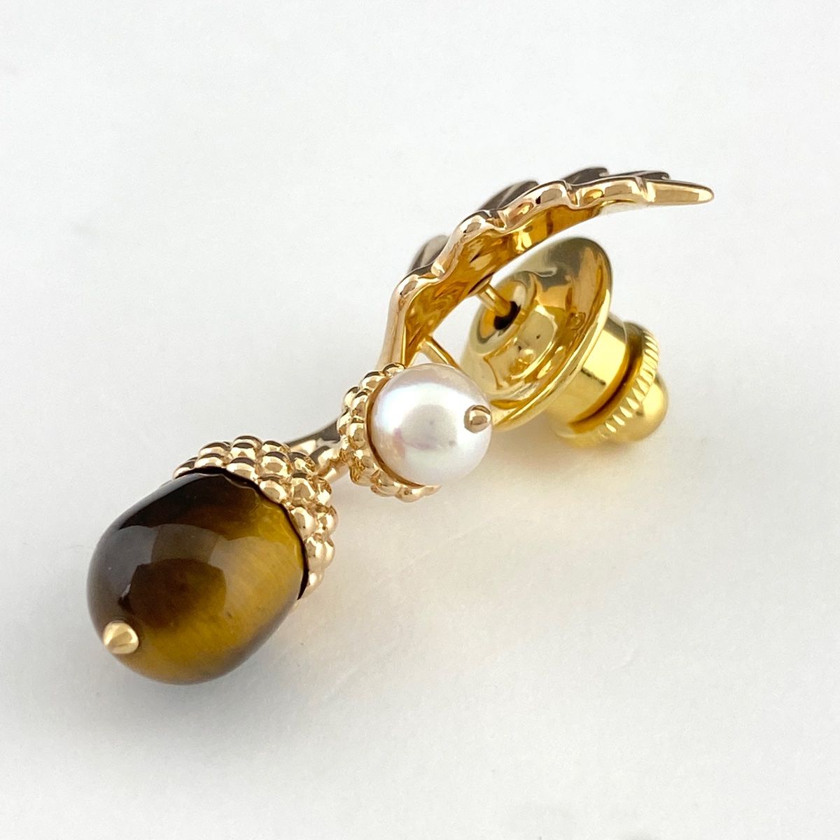 ミキモト MIKIMOTO どんぐりモチーフ デザインブローチ PG ピンク 