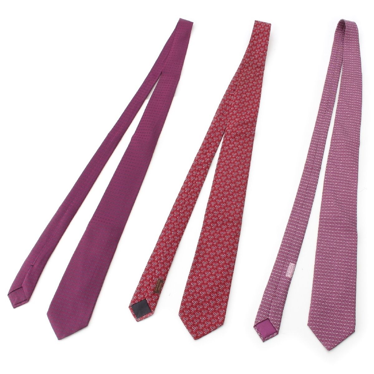 HERMES ネクタイ 605983/655742/- エルメス シルク H総柄 ネクタイ 3点セット まとめ 605983