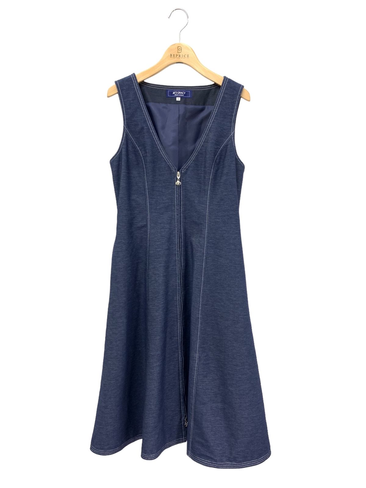 エムズグレイシー 411106 ワンピース 38 ネイビー デニムライク