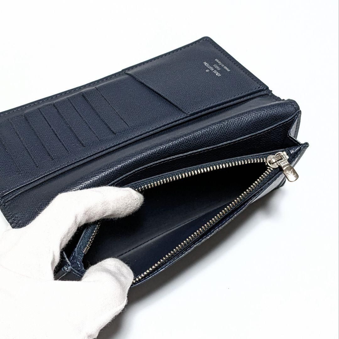 ルイヴィトン タイガ ポルトフォイユ ブラザ 長財布 ネイビー 良好