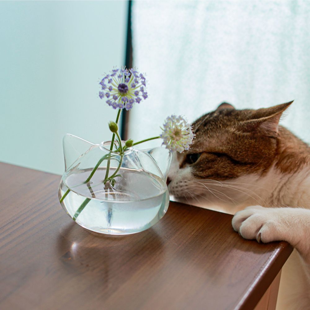 花瓶 ガラス プレゼント フラワーベース 一輪挿し 花器 猫グッズ 可愛い - メルカリ