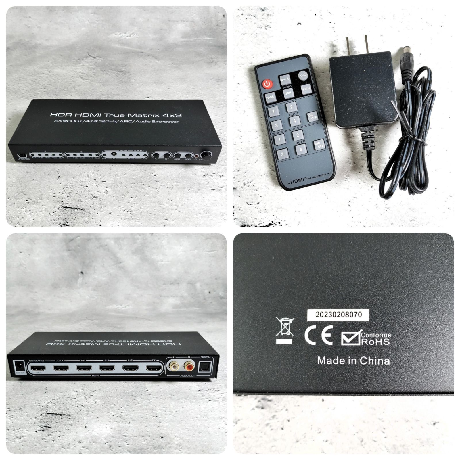 avedio links 8K HDMIマトリックス 4入力2出力 HDMI 2.1 4K