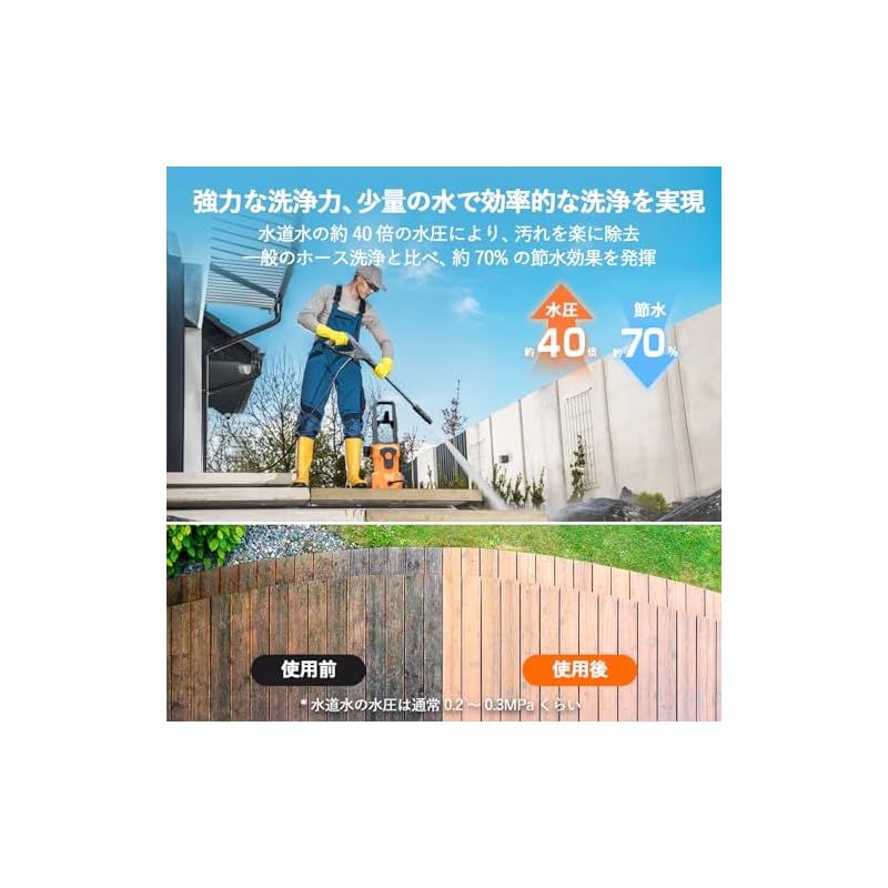 Amison 高圧洗浄機 3種類のノズル付き 27mの作業範囲 最大水圧10MPA 車用 家庭用高圧クリーナー 水道直結 自吸両用 取り付け簡単 豊富な付属品 洗車用 アウトドア用 花の水やり 泥落とし ガラス 路面 階段の清掃 日本語説明書付き 50|6 0