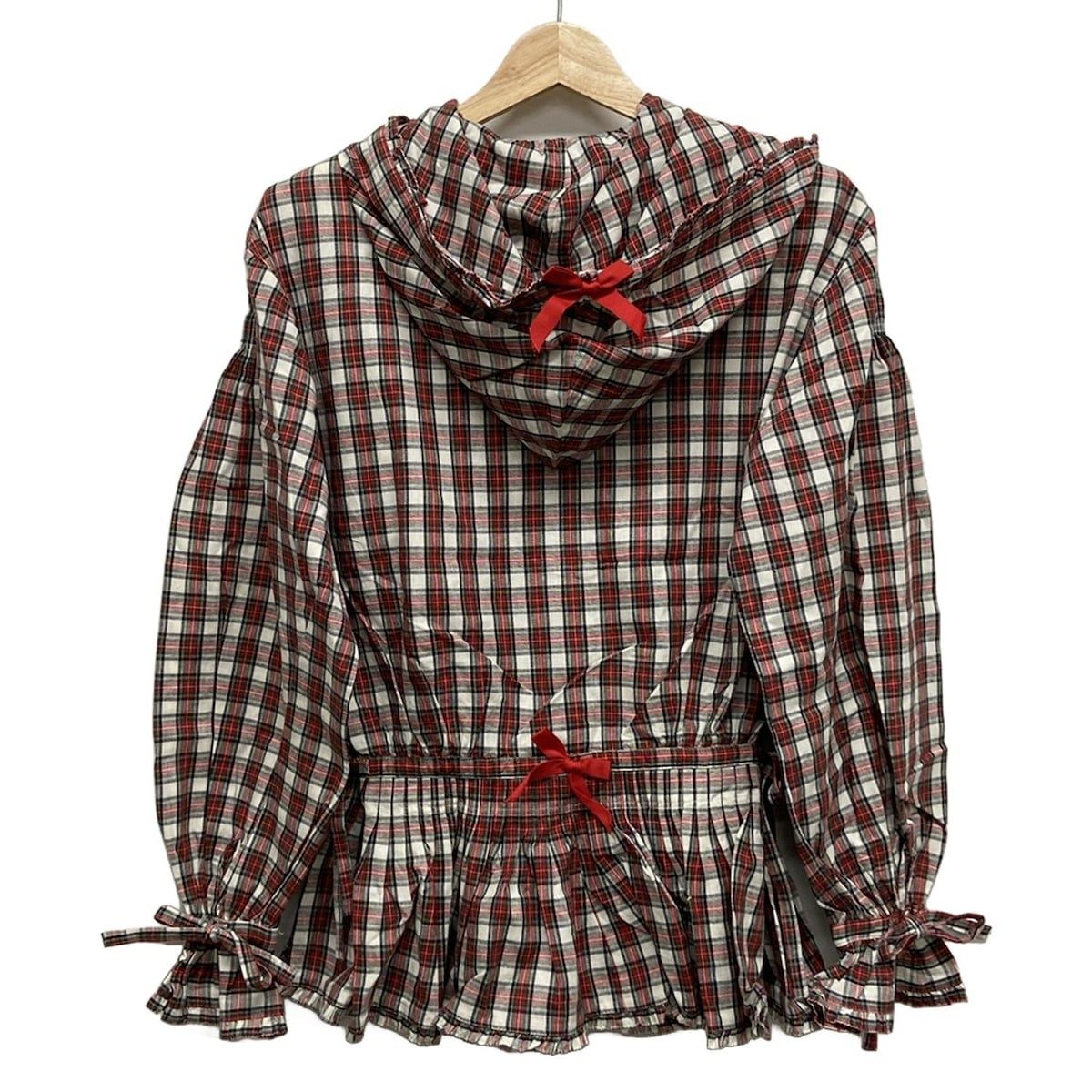 うさぎ刺繍エプロン付きオリジナルチェックチュニックブラウス ピンクハウス チュニック うさぎ刺繍エプロン付きオリジナルチェック