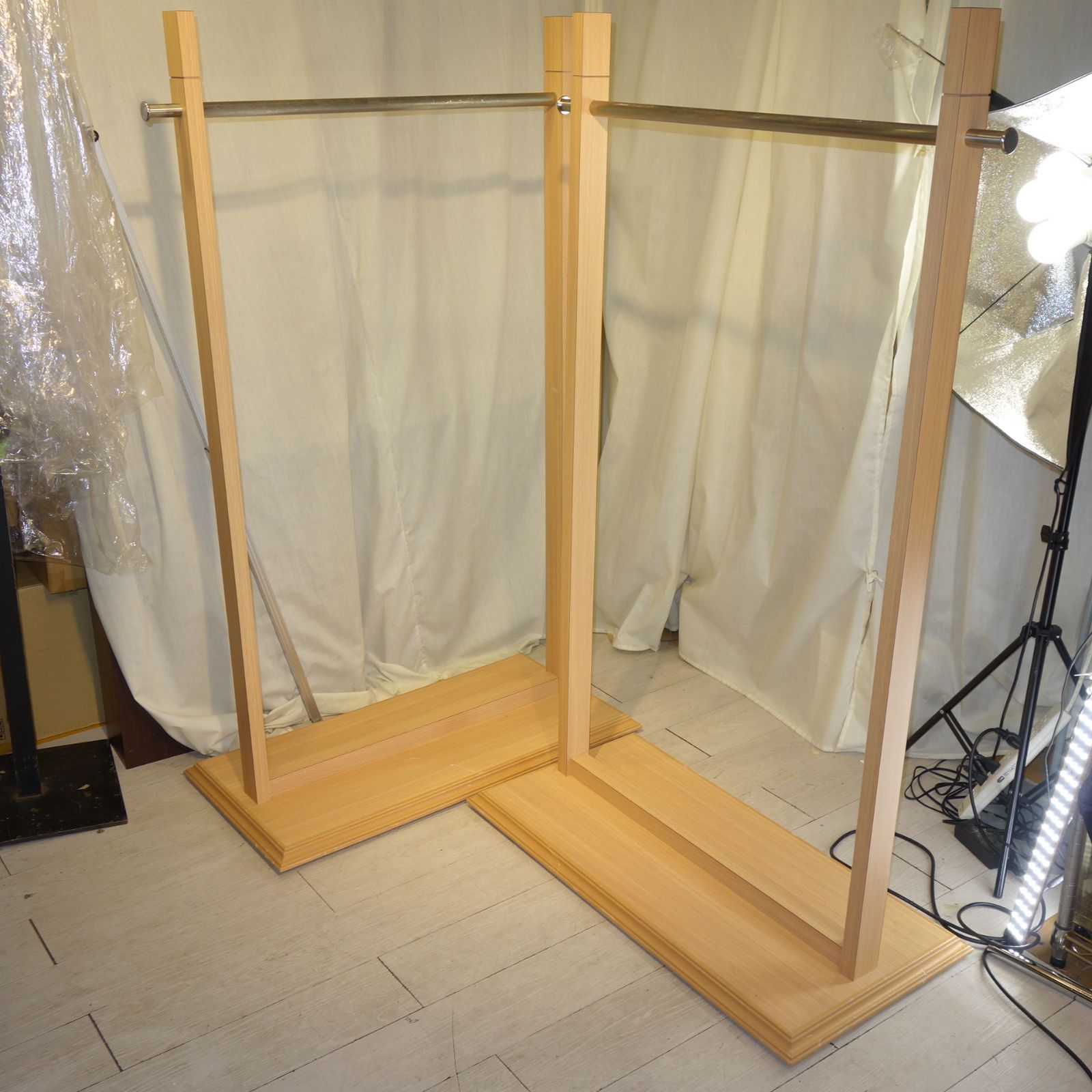 2点セット 木製シングルラック 木製ハンガーラック アパレル 雑貨店舗 什器 店舗 M186