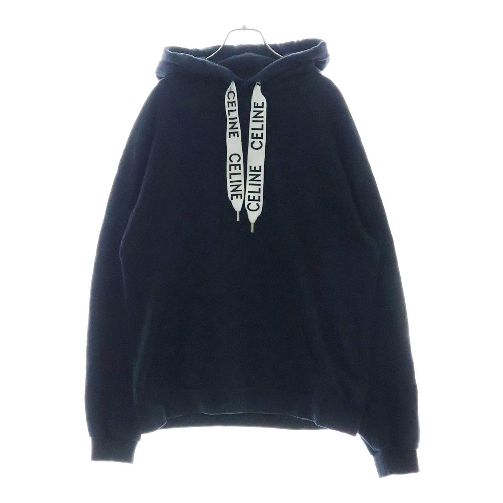 CELINE セリーヌ 21AW Loose Sweatshirt In Cotton Fleece ドローコード フーディー スウェット プルオーバーパーカー ブラック 2Y468670Q