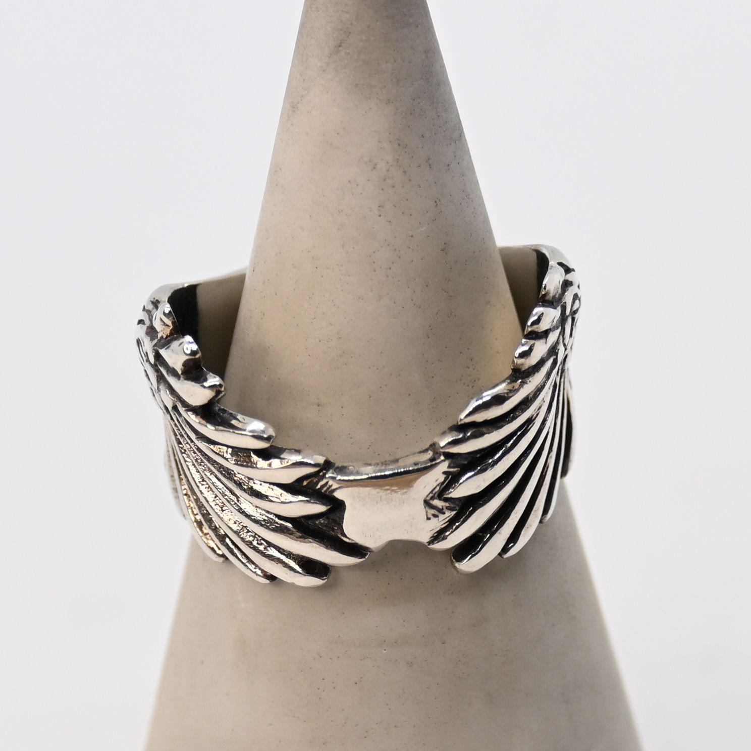 研磨済】SAAD イーグル ブラックストーン リング 17号 シルバー925