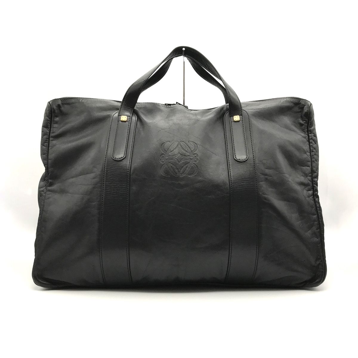 LOEWE ロエベ ボストンバッグ ハンドバッグ 旅行鞄 大容量 ブラック 黒 レザー アナグラム レディース メンズ ファッション USED -  メルカリ