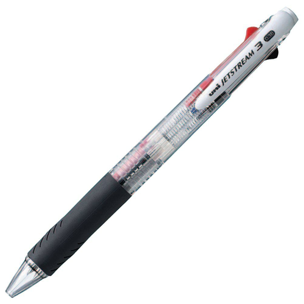 新着商品】0.38 ジェットストリーム 透明 3色ボールペン 書き