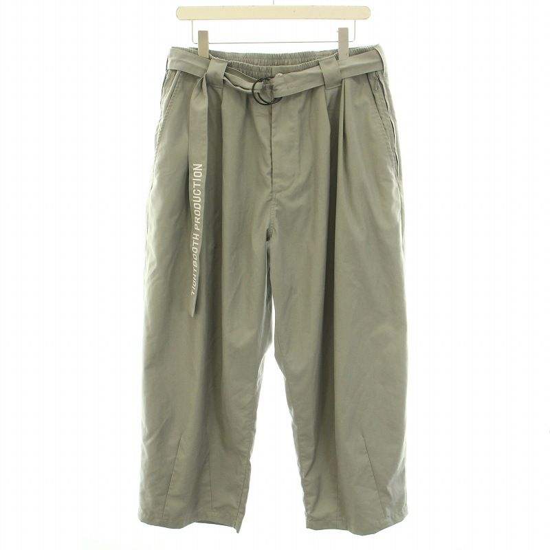 タイトブース TIGHTBOOTH TBPR バギースラックス BAGGY SLACKS イージーパンツ ジップフライ ベルト ロゴ刺繍 L グレー /YT