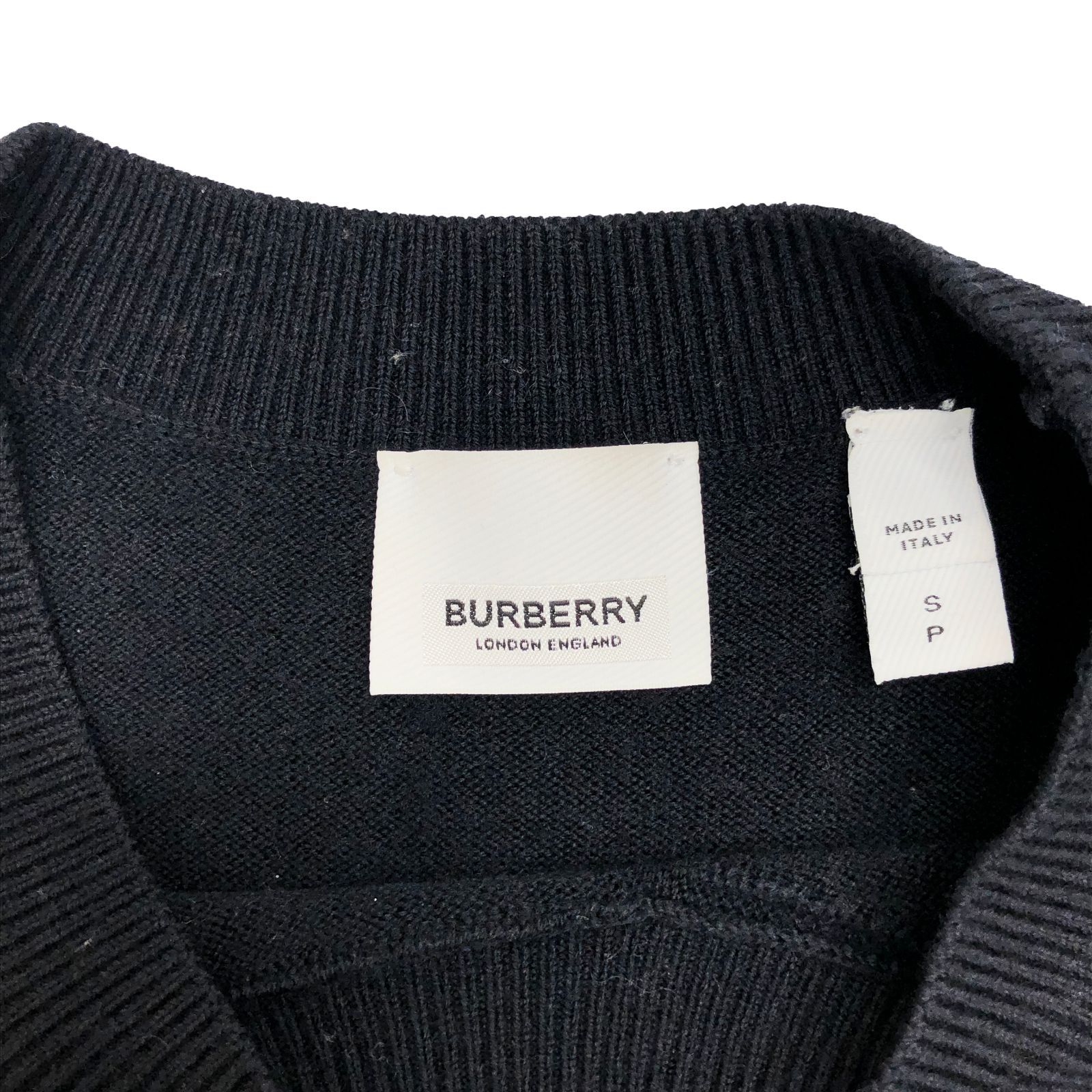 BURBERRY バーバリー LOGO INTARSIA WOOL BLEND KNIT ロゴ インターシャ ウール ブレンド ニットセーター  ブラック 8051128 - メルカリ