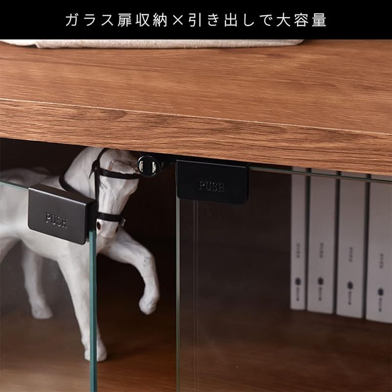 在庫セール ワイエムワールド キャビネット 本棚 ガラス扉 引き出し付き 木製 セピアナチュラル 00-HN-GCAB-D 1 HRDEVELOPMENT_JP