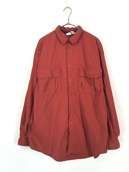 爆買い，送料無料 古着 90s TNF The North Face 2way ナイロン フィッシング シャツ L 古着 シャツ