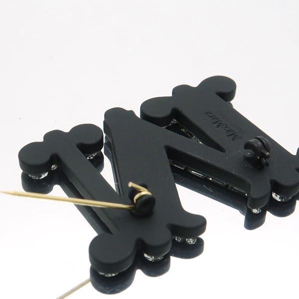 MaxMara Mブローチ クリスタル ブラック 黒 透明石 美品 布袋付