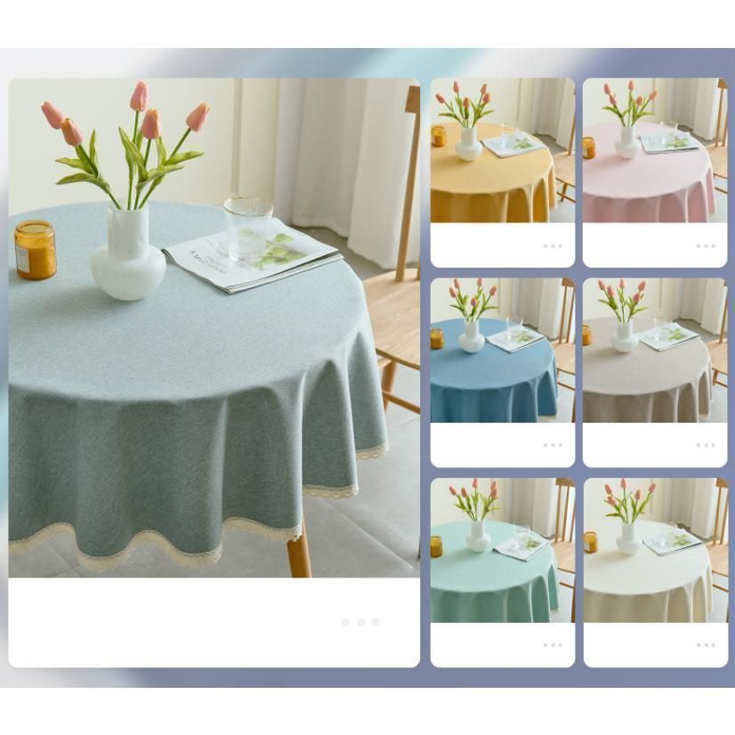 テーブルクロス 円形 撥水 リネン 綿麻 北欧 和風 おしゃれ 9サイズ7カラー かわいい はっ水 撥水加工 防水布 テーブルカバー xzdszeh