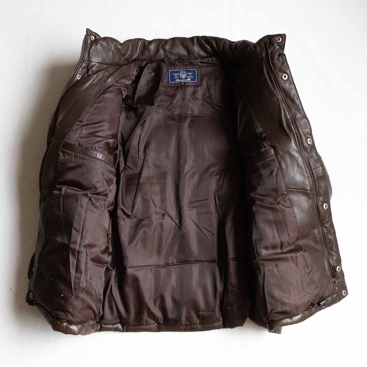 美品】AVIREX【レザー ダウン ジャケット】M ブラウン アヴィレックス
