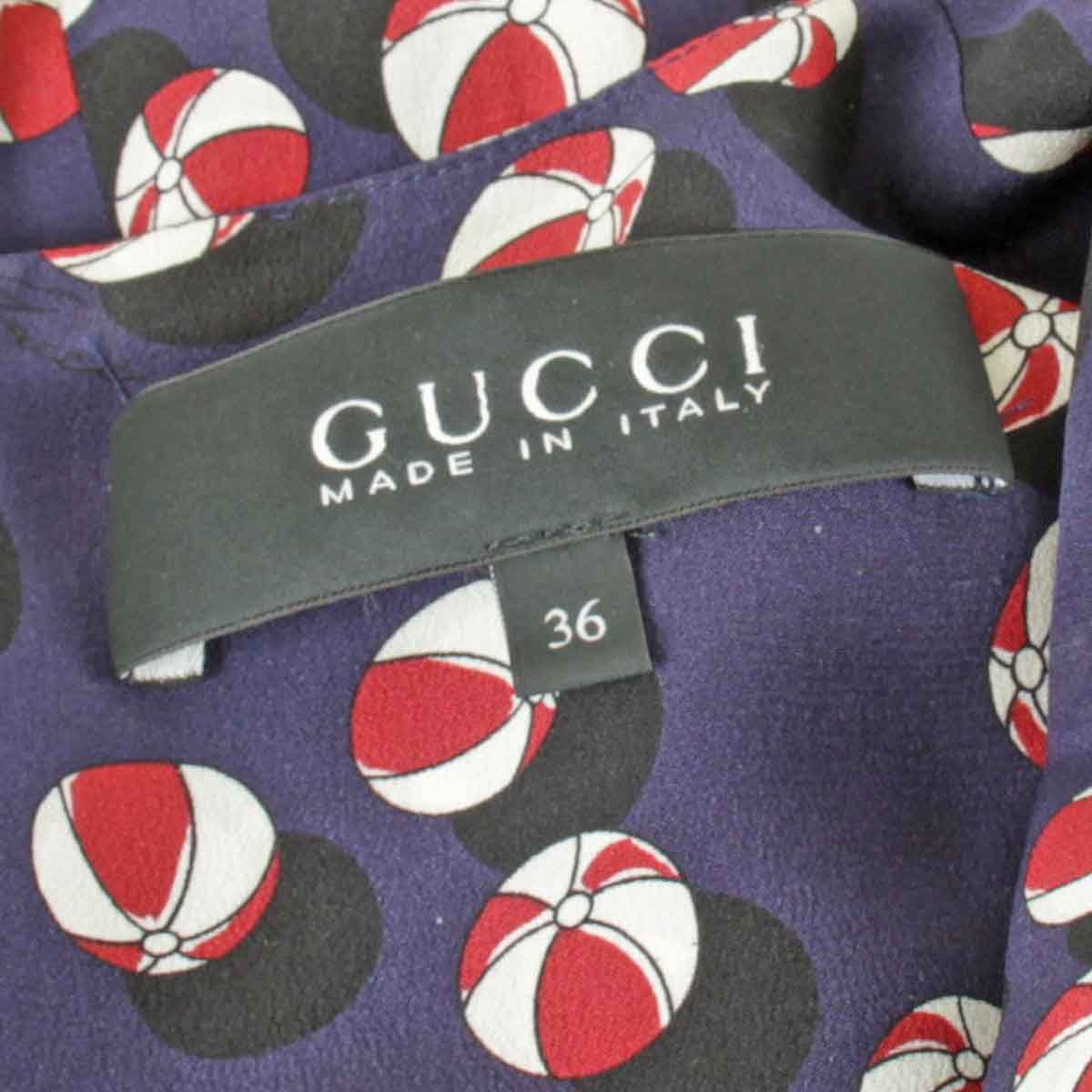  グッチ ビーチボール ハートプリント ワンピース シルク ネイビー その他 その他