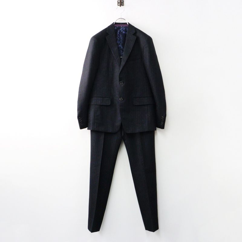 エトロ ETRO SARTORIA UOMO DAL 1968 シャドーペイズリー柄ジャガード セットアップスーツ 46 ブラックストライプ 2400014415407