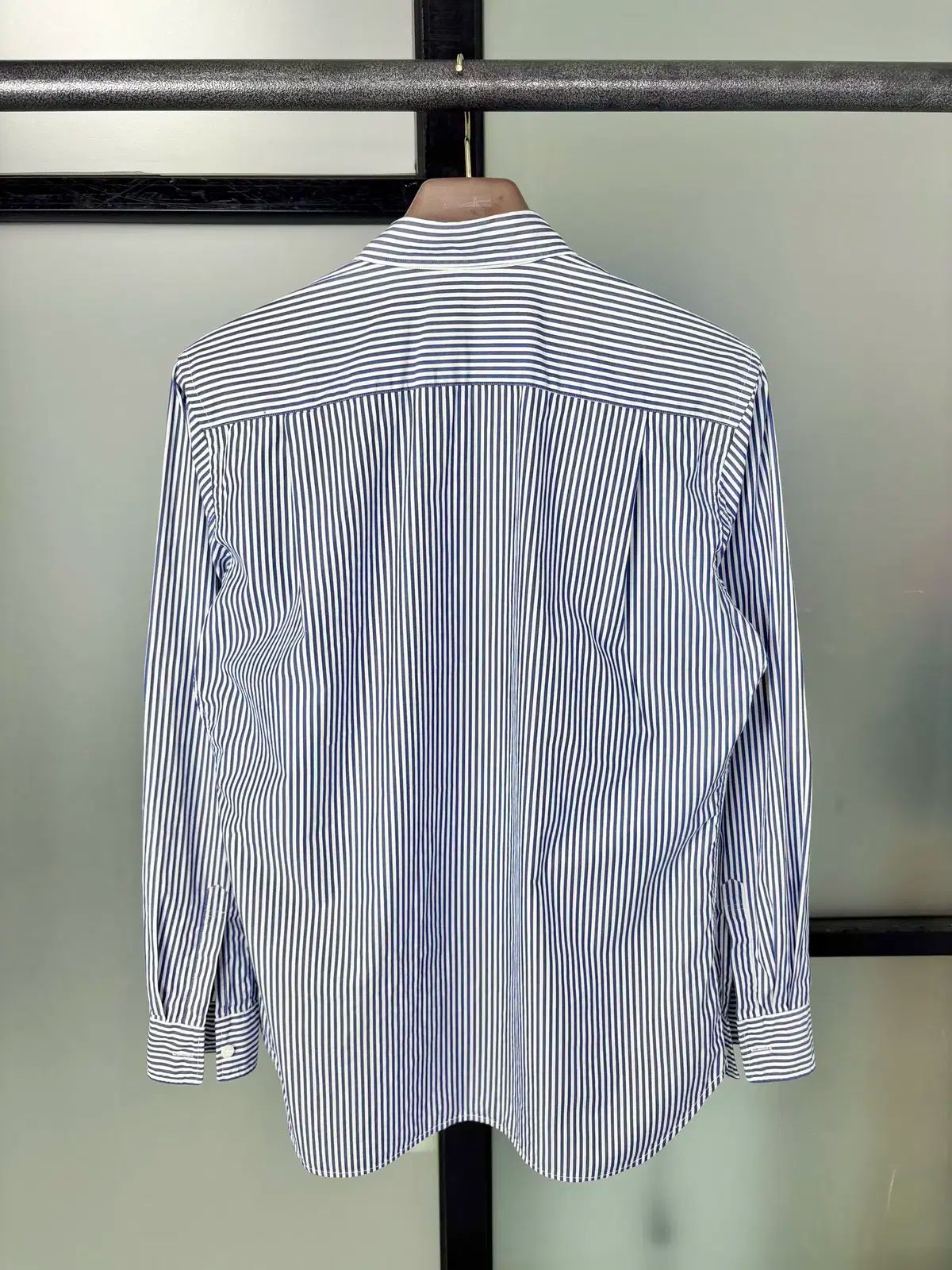 プレイコムデギャルソン ブラックハート 青ストライプシャツ L