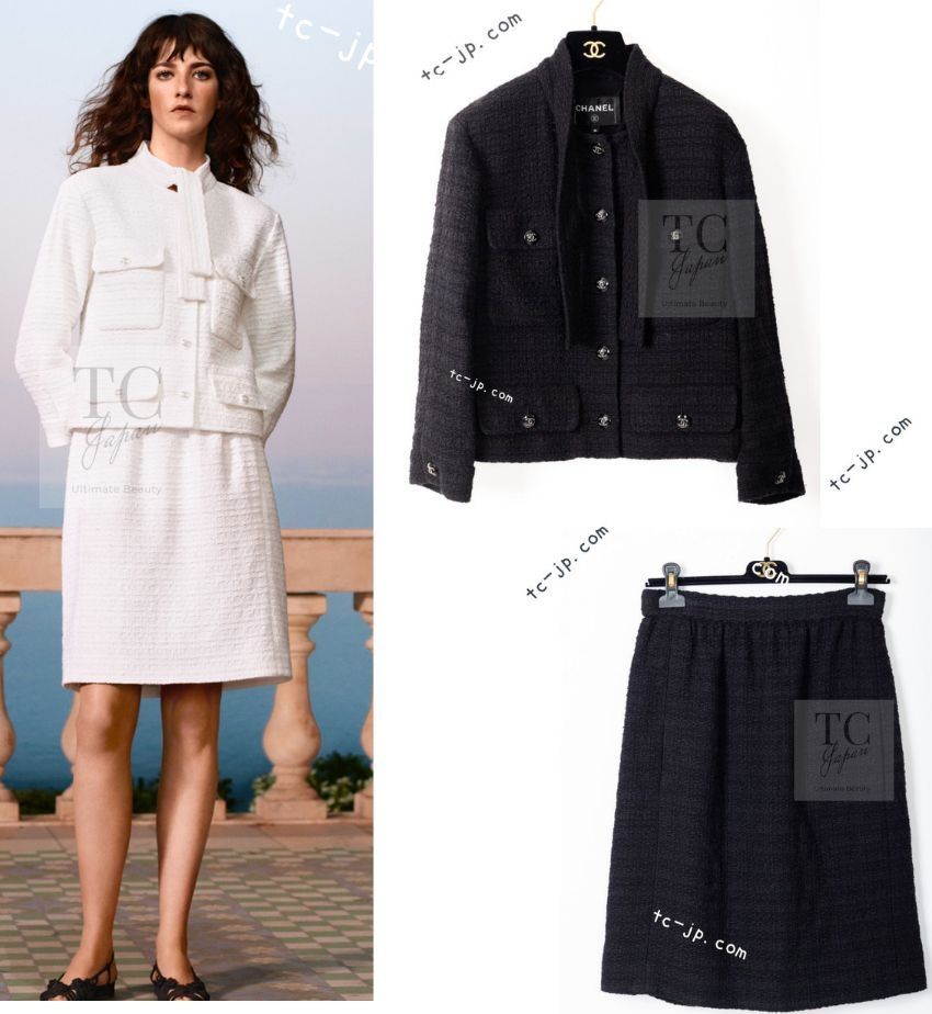 CHANEL ツイード　ジャケット リボン柄ボタン　サイズ40 VINTAGE CHANEL ヴィンテージ シャネル リボンブローチ ツイード