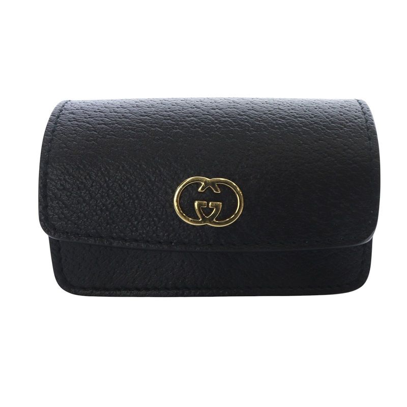 グッチ GUCCI エチケットバッグホルダー ダブルG ポーチ エチケット袋入れ ペット用 レザー 黒