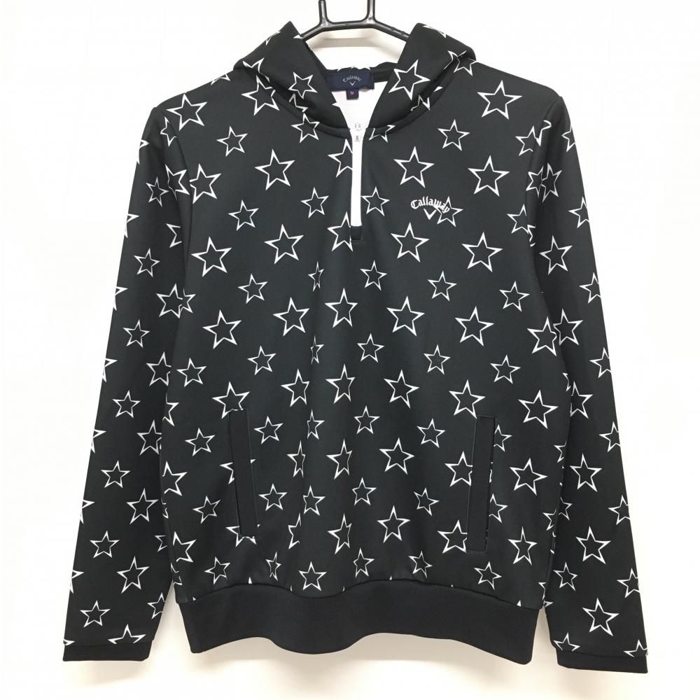 新品】キャロウェイ パーカー 黒×白 星柄 ハーフジップ トレーナー
