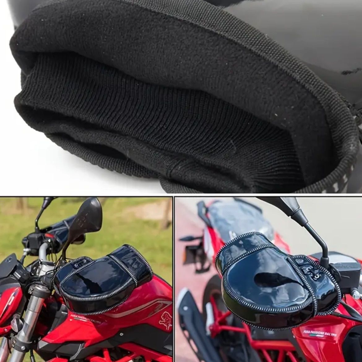 フェイクレザー製 冬用サイクリング手袋