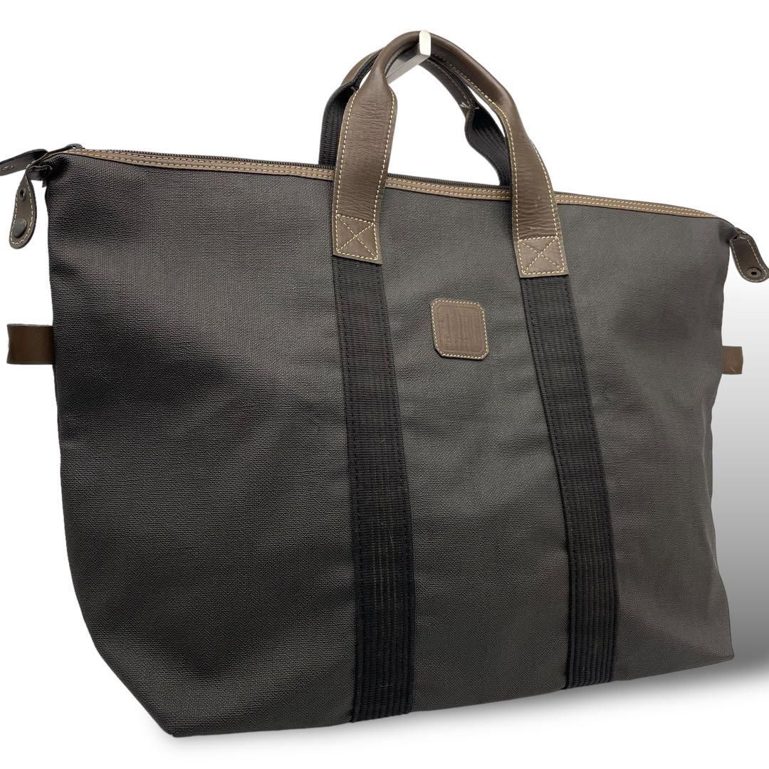 ダンヒル dunhill ボストンバッグ PVC×レザー ダークグレー 茶 ブラウン ■管理番号L22202YER-180905-10-3 ダンヒル ボストンバッグ ダンヒル Dunhill バッグ ボストンバッグ