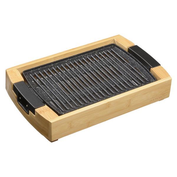 ミニグリルプレート ダイヤル式温度調整 1000W 保温機能付き 本体は竹素材 COK-YHP100A-M