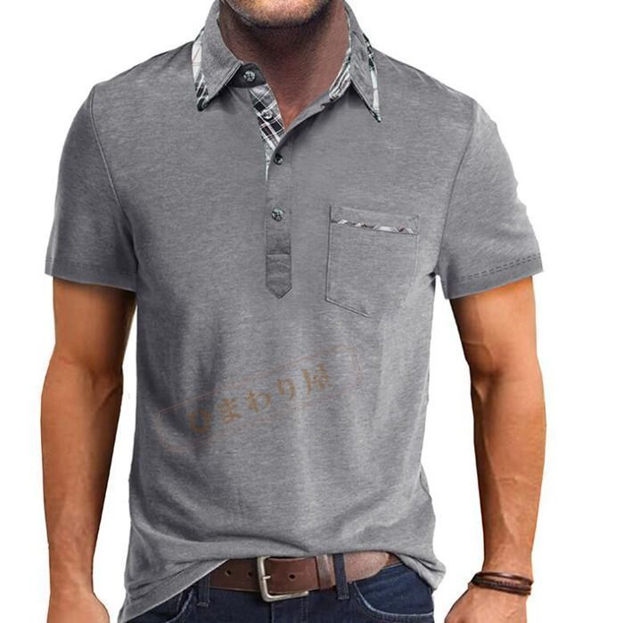 ポロシャツ メンズ 半袖 大きいサイズ ボタンダウン ゴルフ 立ち襟 ポケット チェック柄 おしゃれ アメカジ スポーツ カジュアル ビジポロ 涼しい サマー 夏服 min