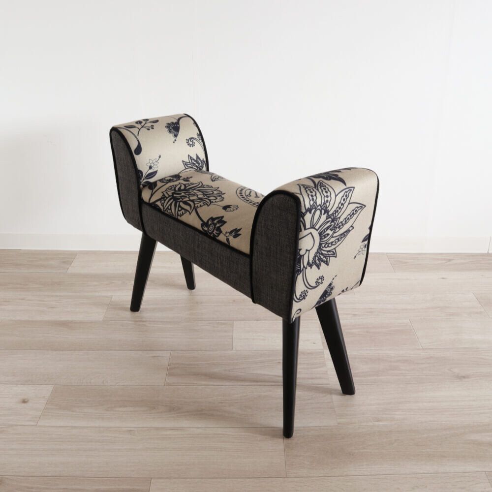 スツールベンチ グレー&エスニック クッションチェア 椅子 グレー 腰掛 イス 椅子 スリム スツール S