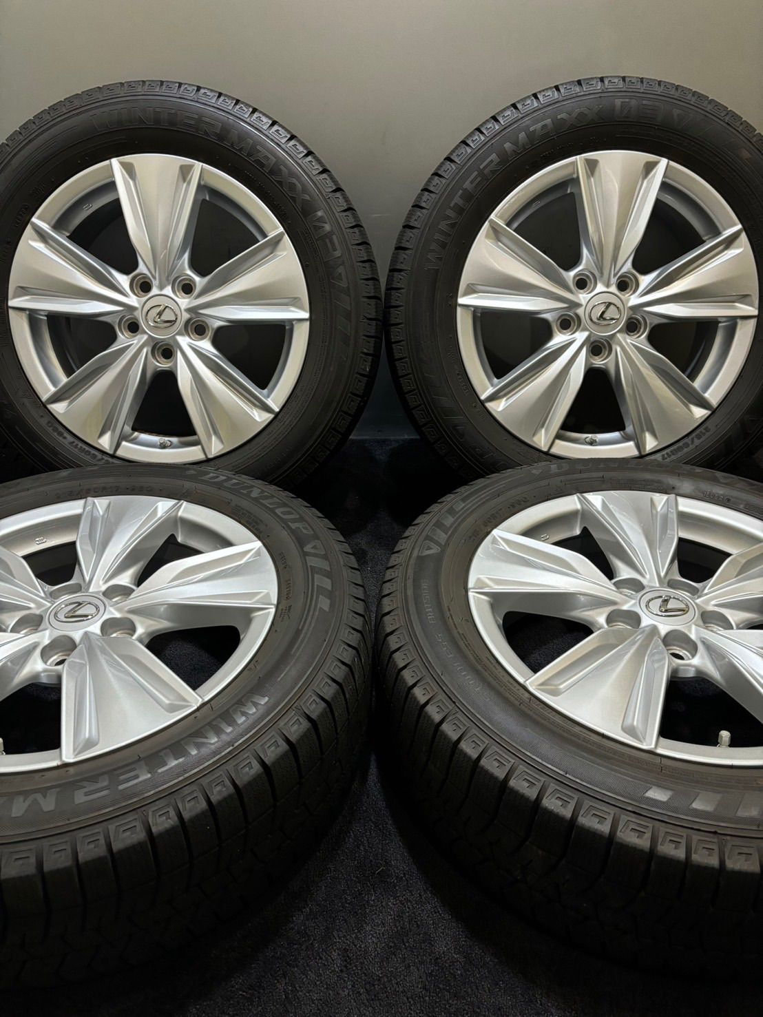 215/60R17 DUNLOP/WINTER MAXX 03 20年製 レクサス UX純正 17インチ 6.5J +40 114.3 5H スタッドレス 4本 C-HR 空気圧センサー付(1-H448)