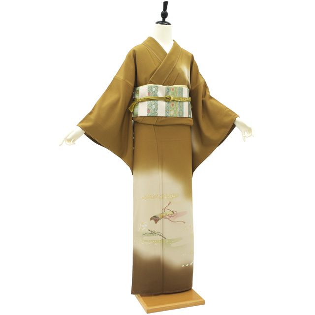 平和屋着物▽訪問着 単衣 扇面花丸文 暈し染め さが美扱い