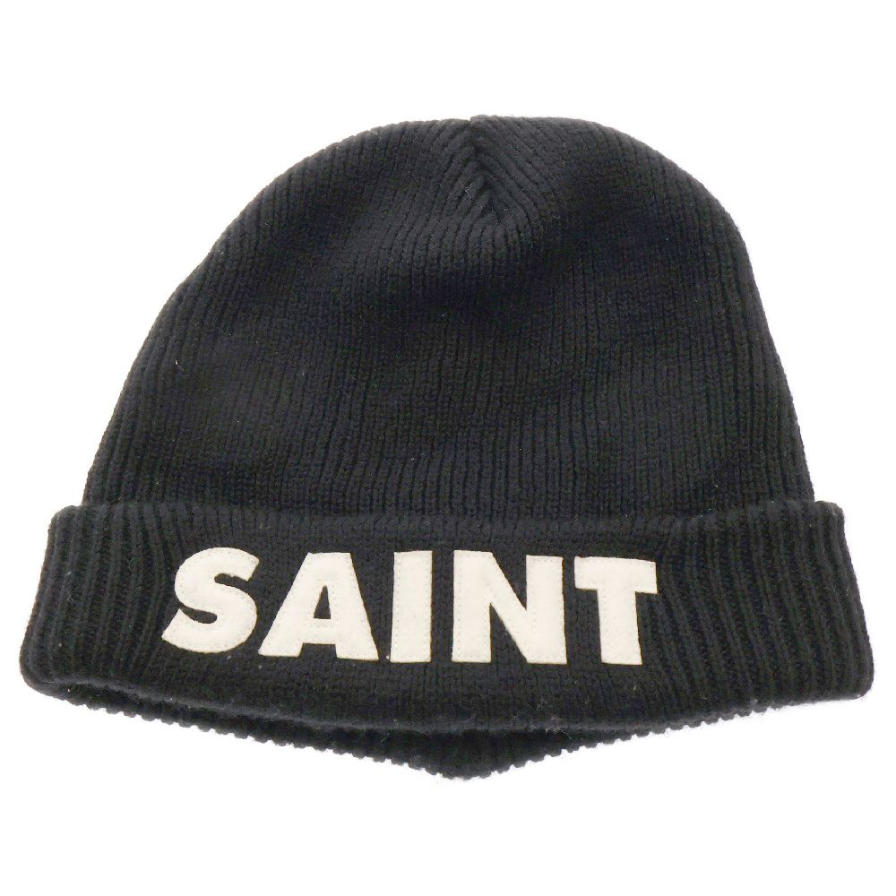 SAINT MICHAEL (セントマイケル) 23AW KNIT CAP SAINT SM-A23-0000-050 ロゴ刺繍 ニットキャップ ビーニー ニット帽 ブラック