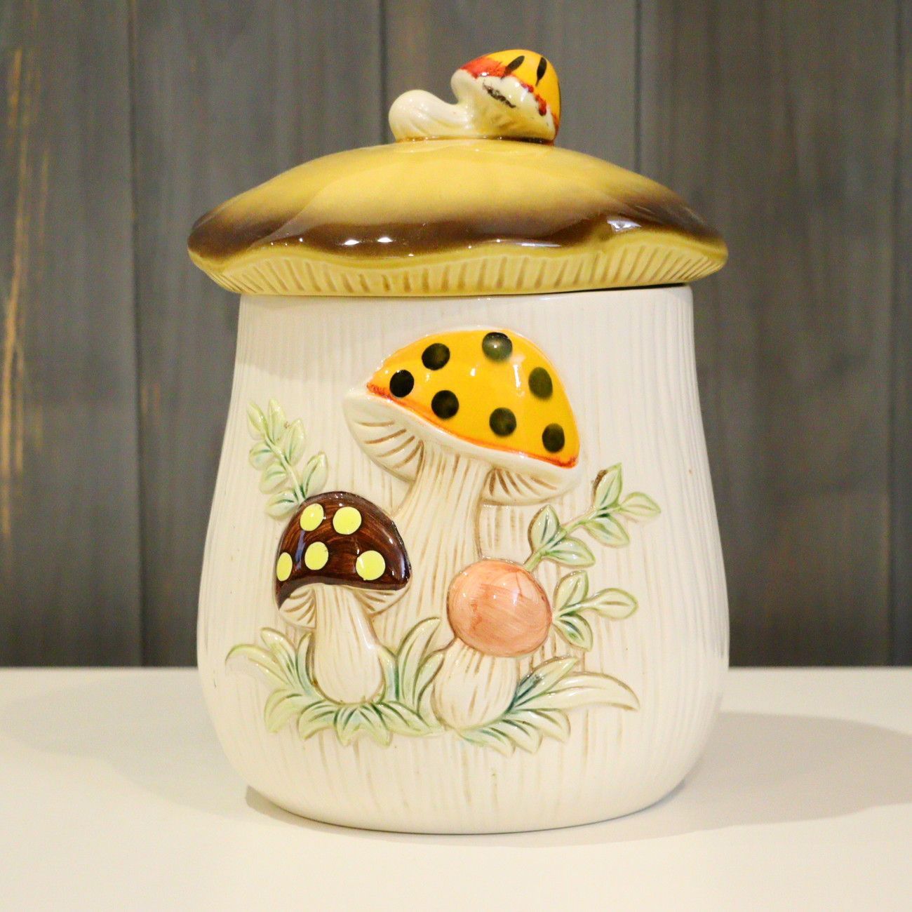 EARS＆ROEBUCK シアーズ ローバック キャニスターポット きのこ メキシコ製 小物入れ 陶器 マッシュルーム