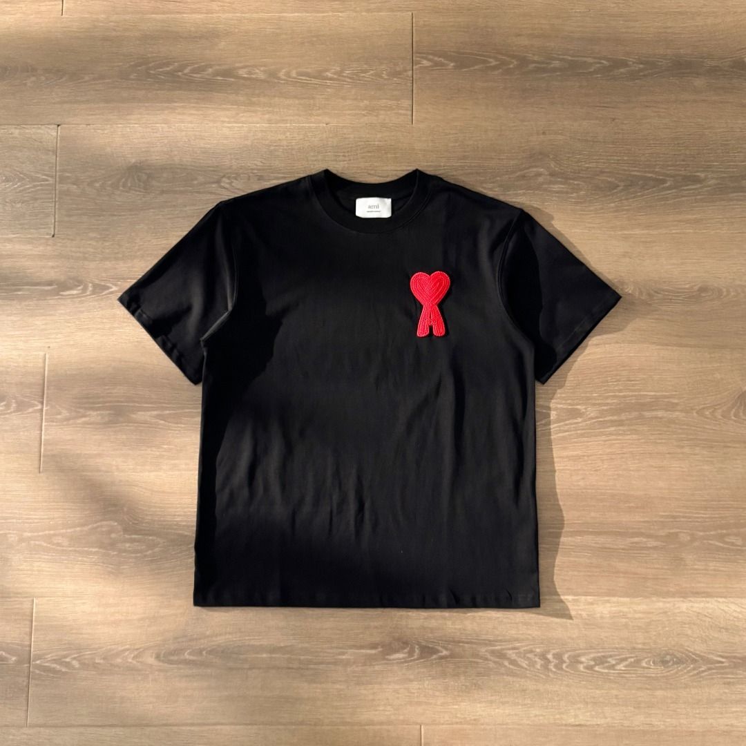 AMI PARIS アミパリス コットン ハートロゴ刺繍 Tシャツ男女共用