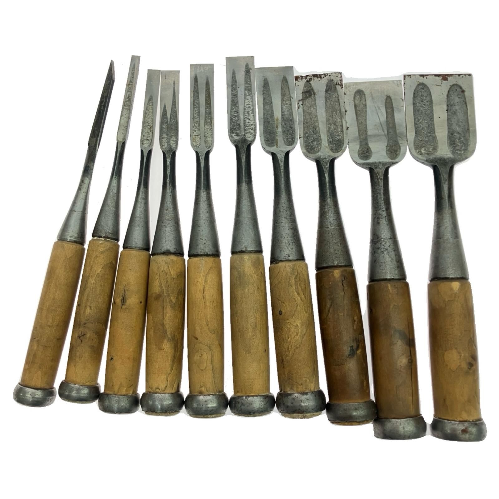 【グランドopen】 $$ 伊勢弘 別製 ノミ 10本セット 柄に割れ有