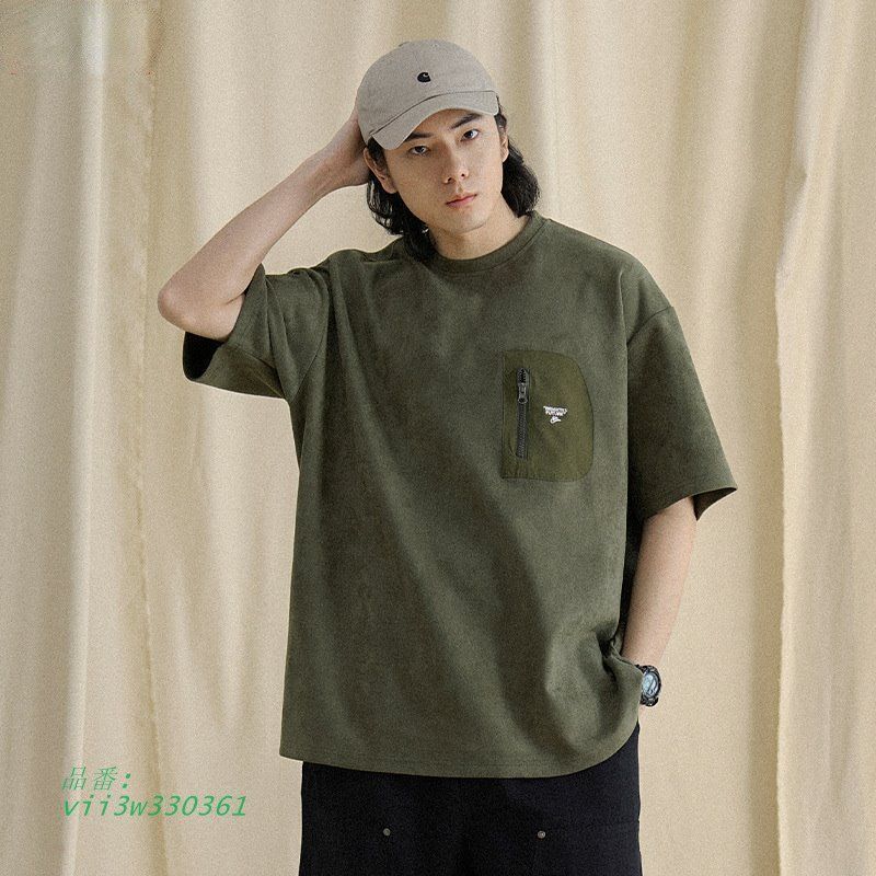 Tシャツ メンズ 半袖 ヘビーウェイト 刺繍入り ストレッチ ワン