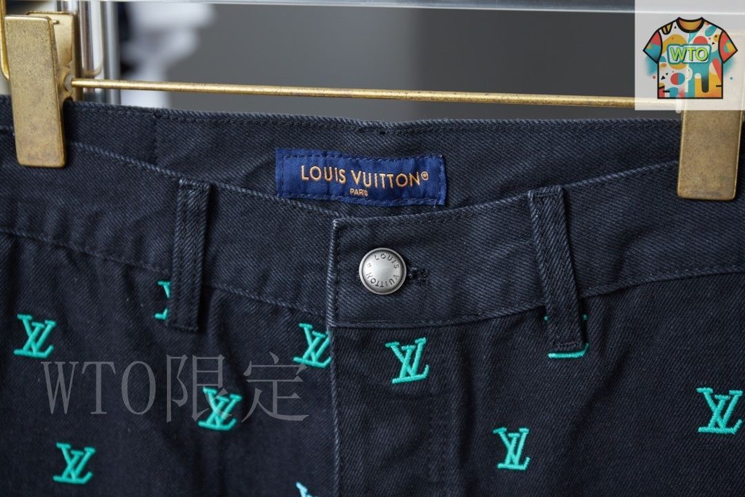 今日特価】LV Denim ルイヴィトン 刺繍デニムショーツ-3 - メルカリ