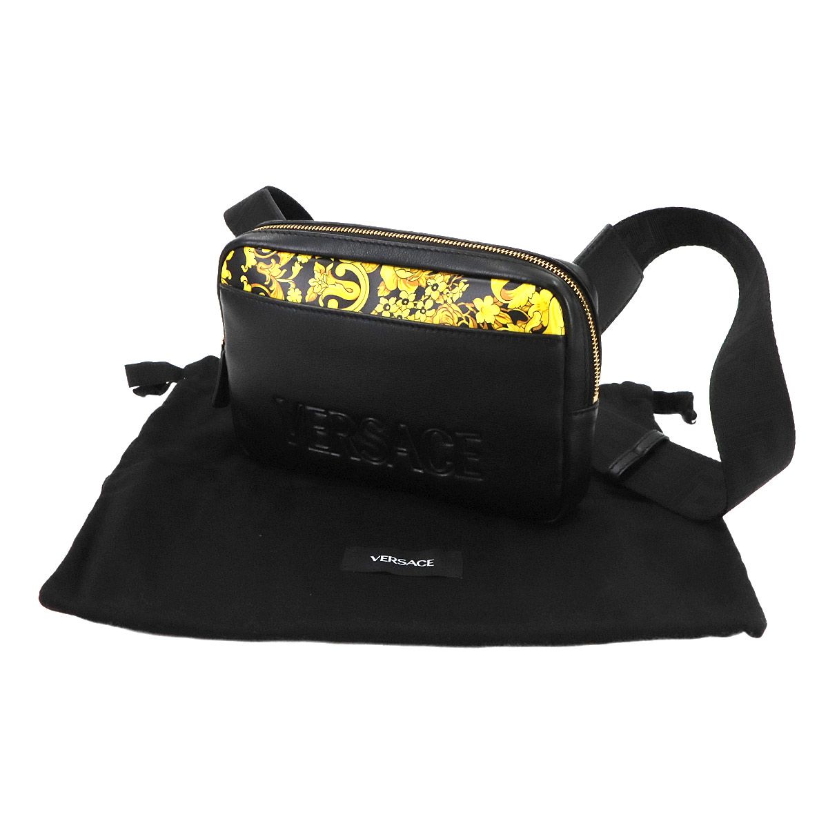VERSACE ヴェルサーチ　ヴェルサーチェ　レザー ショルダーバッグ VERSACE ヴェルサーチ 超美品 レザー スタッズ ロゴ 2wayバッグ