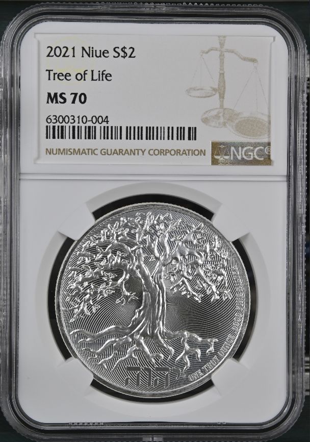 2021 S$2 NIUE YAHWEH ALMOND TREE OF LIFE NGC PERFECT MS70 KM 41.1 TOP-POP R-8