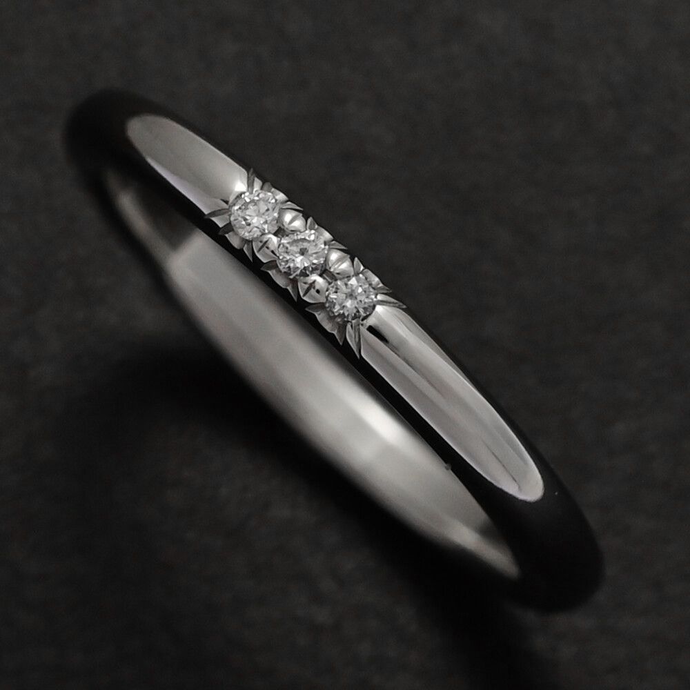 TIFFANY＆Co. ティファニー フォーエバーウェディングバンド 3P･ダイヤモンドリング･指輪 Pt950-3.2g 6.5号 46.5 プラチナ ♀ N レディース 593450