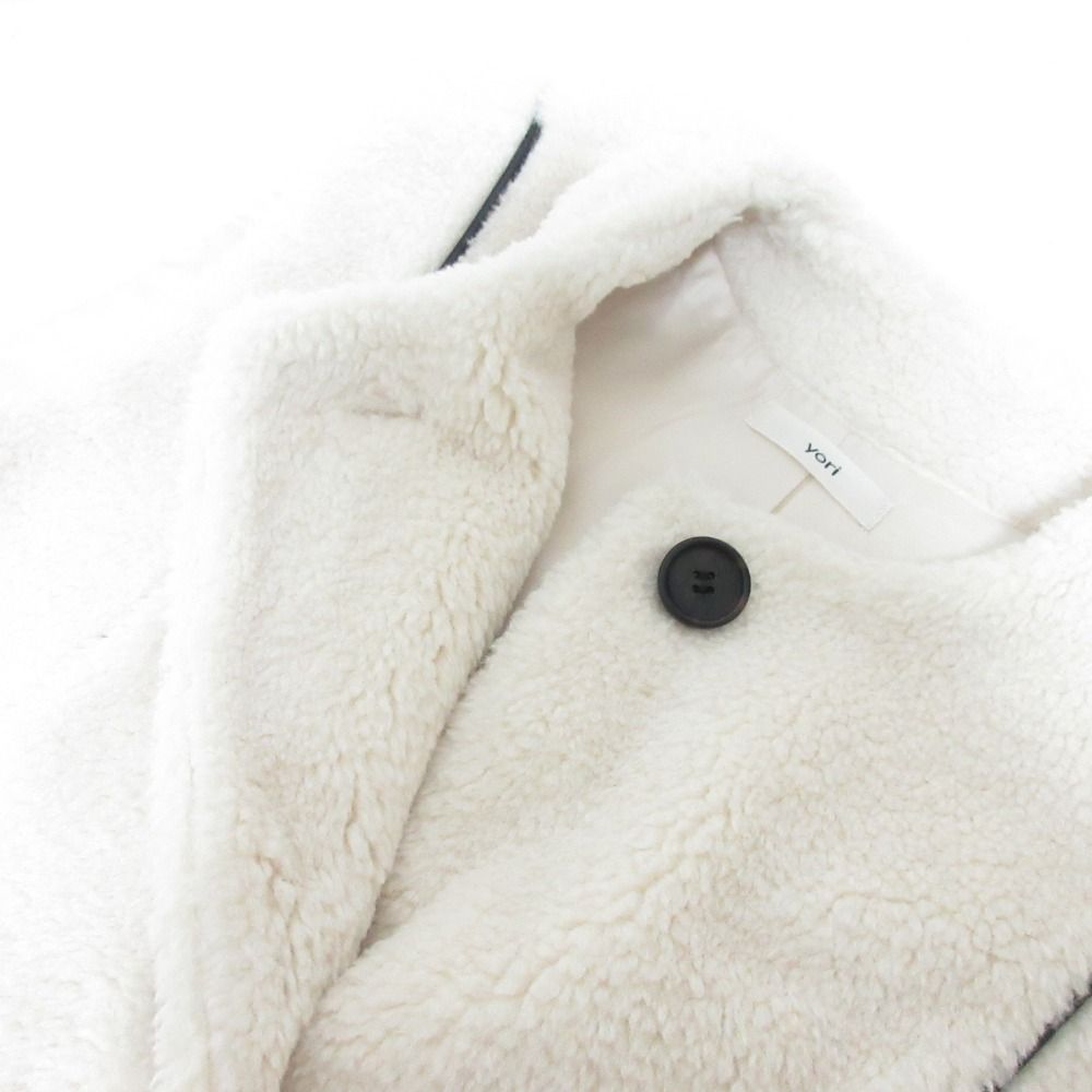 美品 22AW yori ヨリ もこもこロングジレ ボア ノースリーブコート サイズＦ アイボリー レディース 古着 中古 USED 良品 22AW yori ヨリ もこもこロングジレ ノースリーブコート サイズF