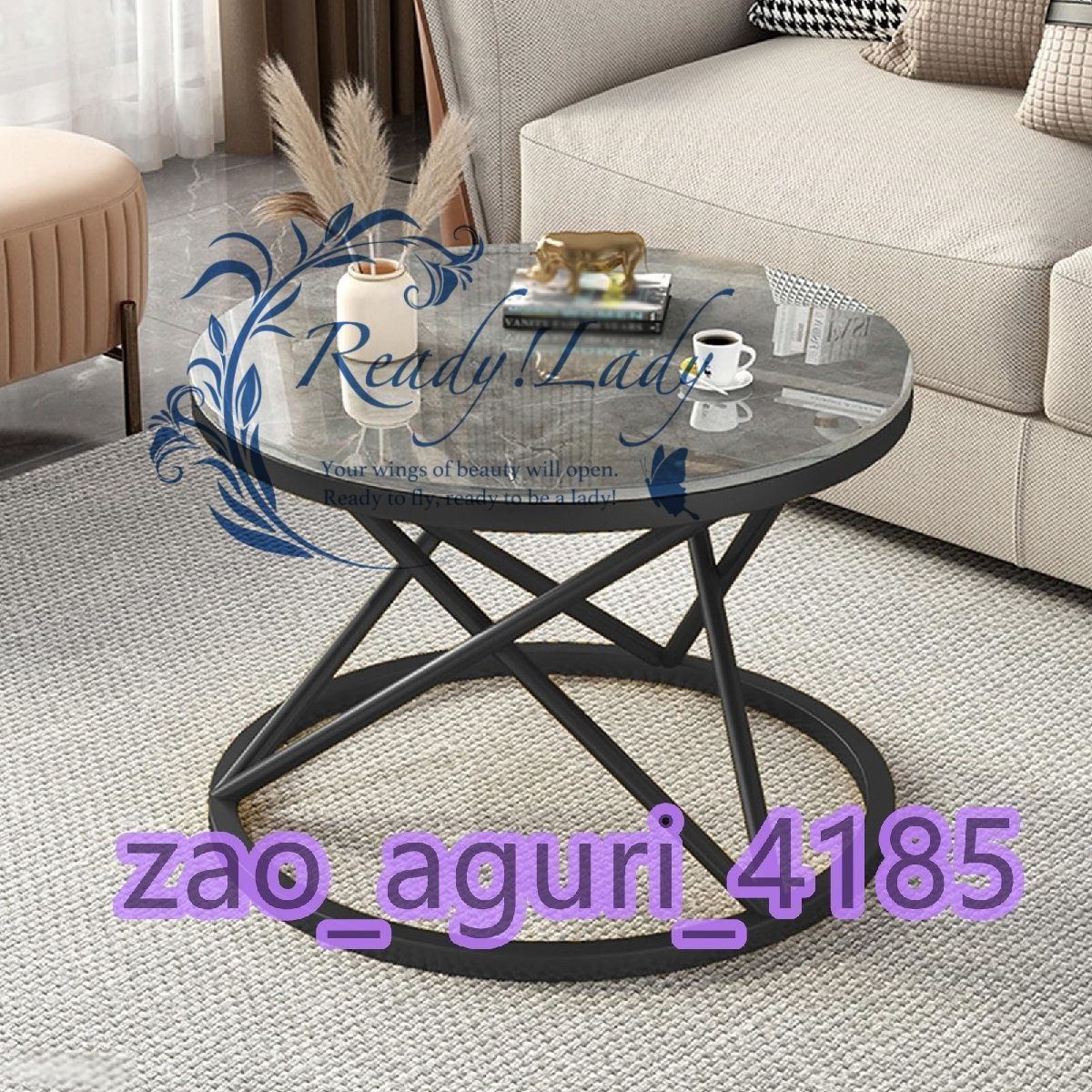 LOWYA大理石柄回転式サイドテーブル 丸テーブル[幅66] ロウヤ LOWYA