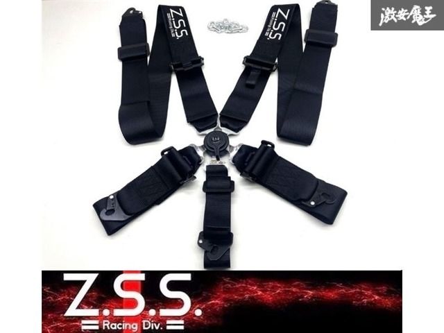 Z.S.S. レーシングハーネス Racing Harness 5点式 シートベルト 黒 ブラック 5点式 3インチ 汎用 カムロック ランエボ  新品! 即納! ZSS
